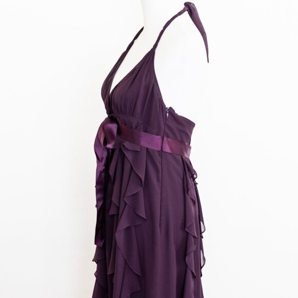Eliza J Purple Ruffle Chiffon Dress 8 Halter Babydoll Fairycore Y2K Whimsy Party - Picture 2 of 10